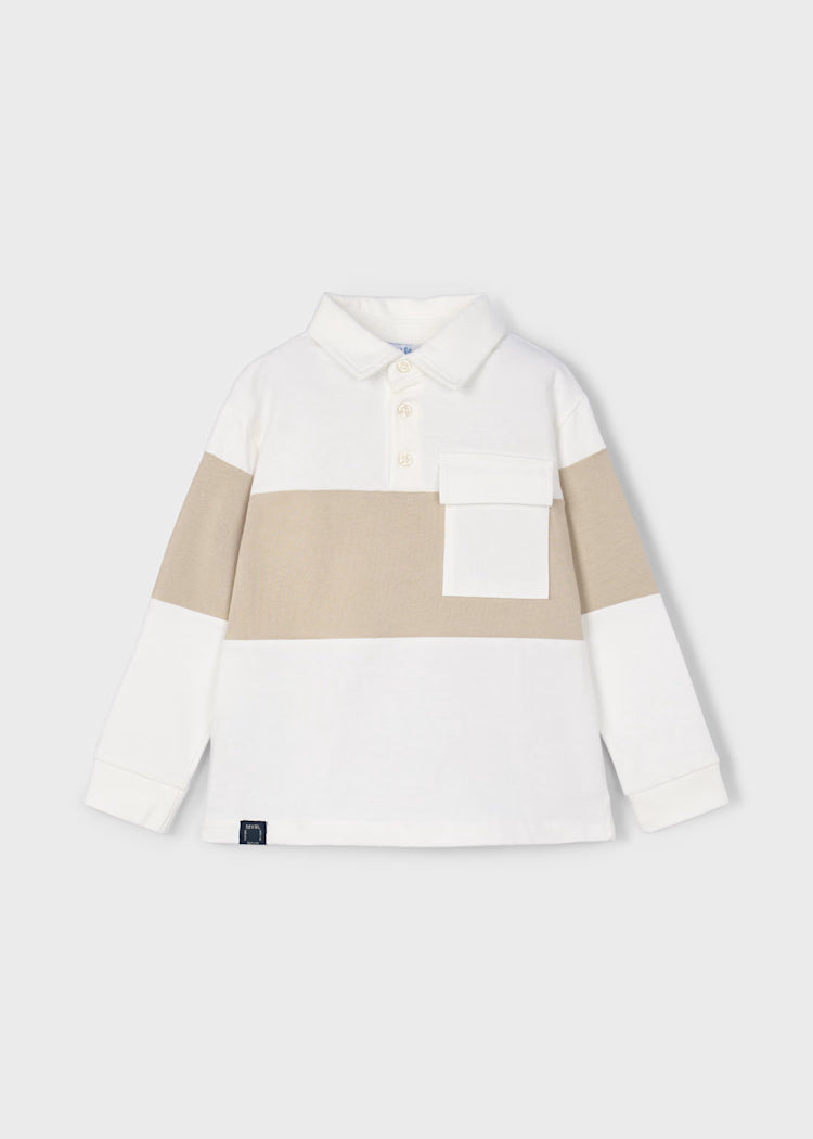 Boy Long Sleeve Striped Knit Polo Shirt