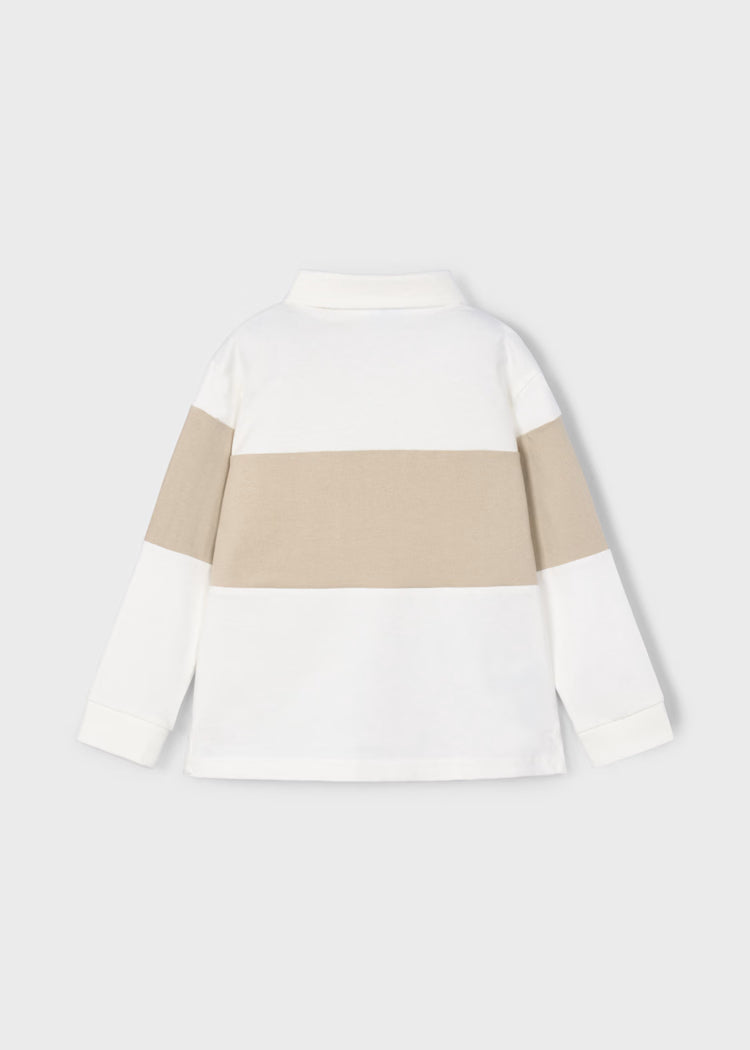 Boy Long Sleeve Striped Knit Polo Shirt