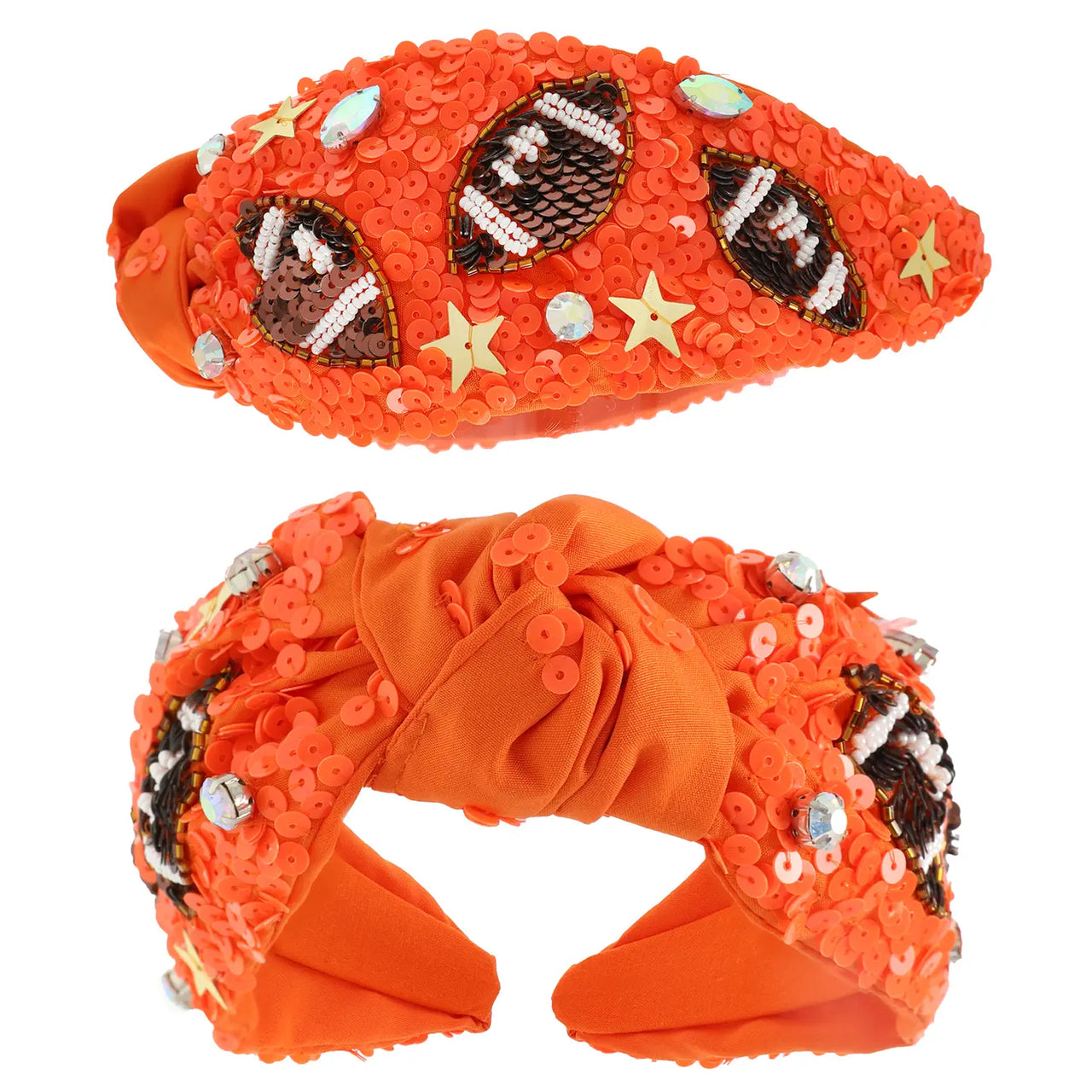 Football Top Knotted Jeweled Beaded Headband