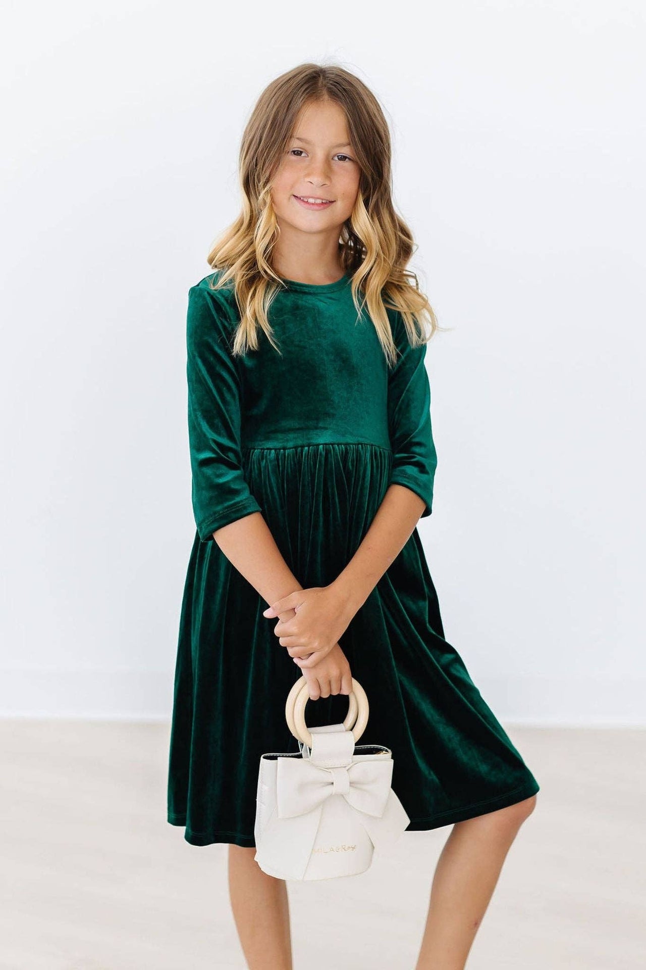 Hunter Green Velvet Twirl Dress