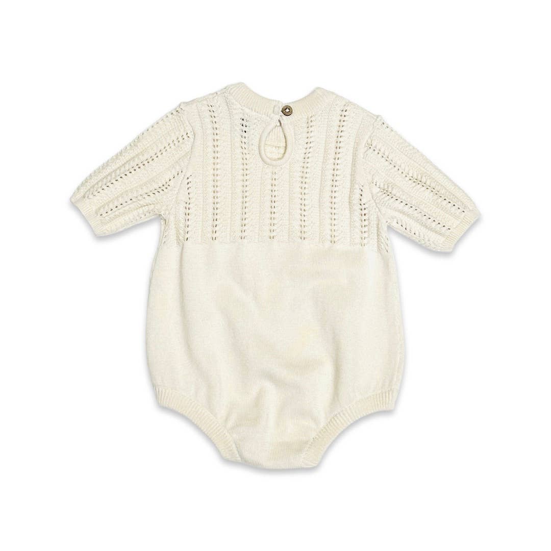 Pointelle Knit Baby Bodysuit Romper (Organic Cotton) | Natural