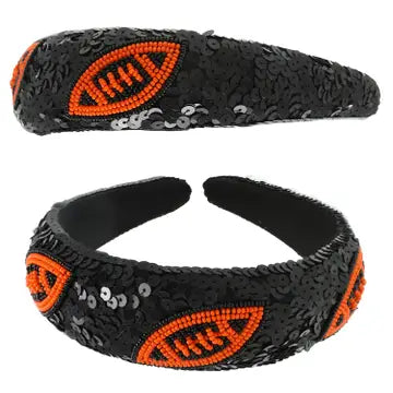 Two-Toned Football Sequins Beaded Headband