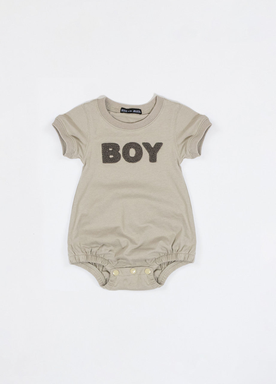 Chenille Boy Cotton Baby Tee Onesie | Gray