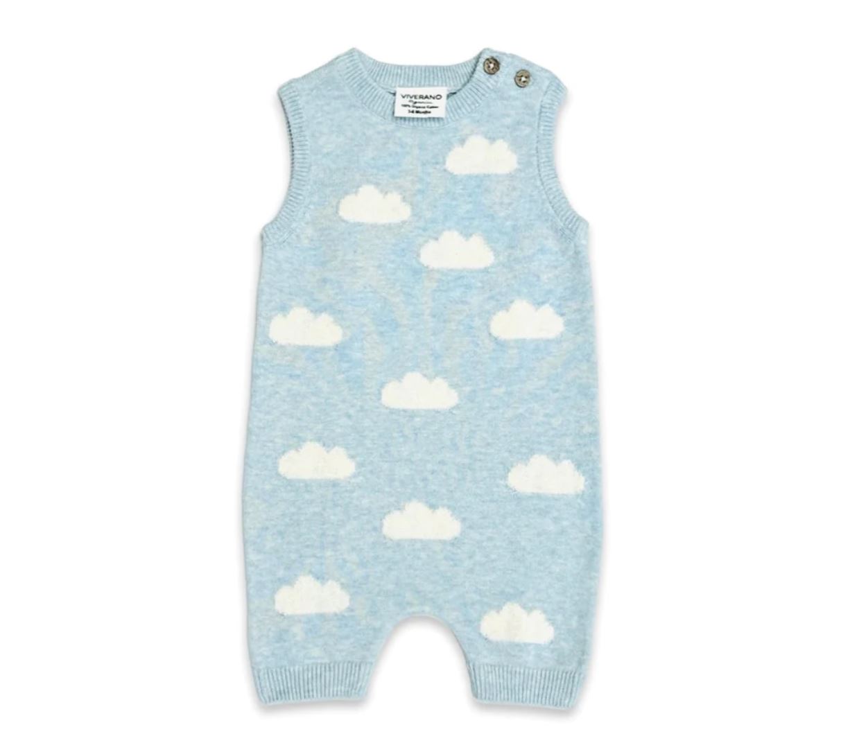 Jacquard Knit Baby Short Romper | Clouds