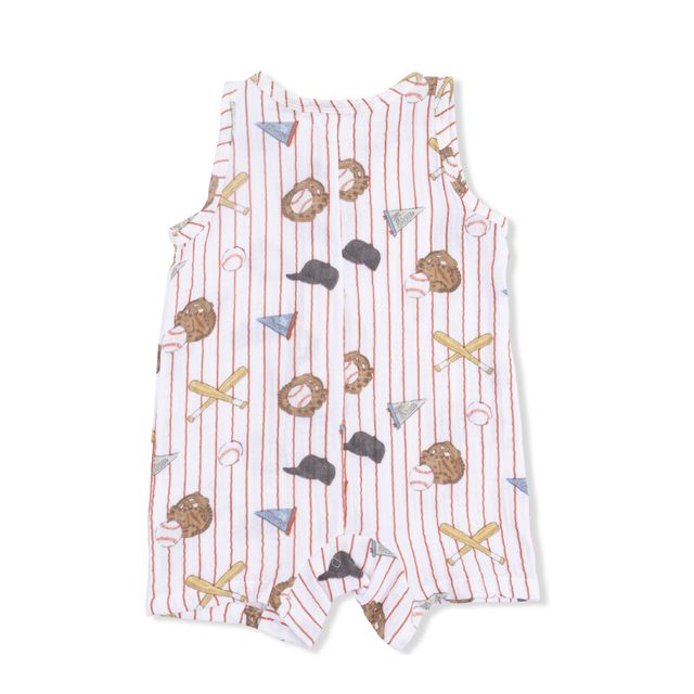 Sleeveless Shortie Romper | Vintage Baseball Stripe