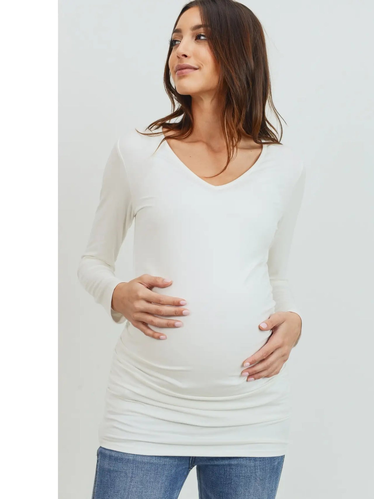 Jersey Scoop Neck Long Sleeve Maternity Top