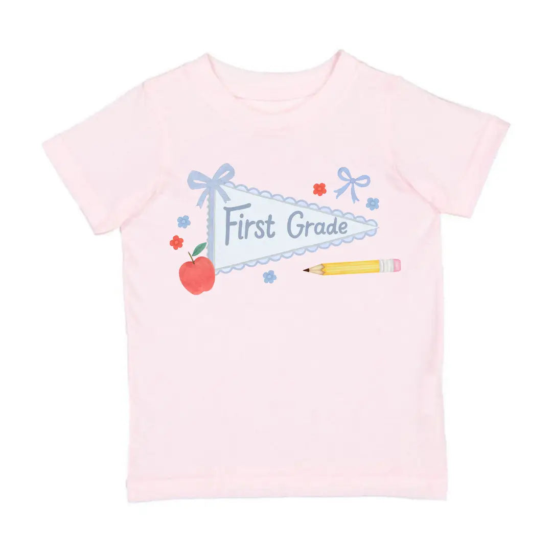 First Grade Bow Pennant Short Sleeve T-Shirt -Back To School