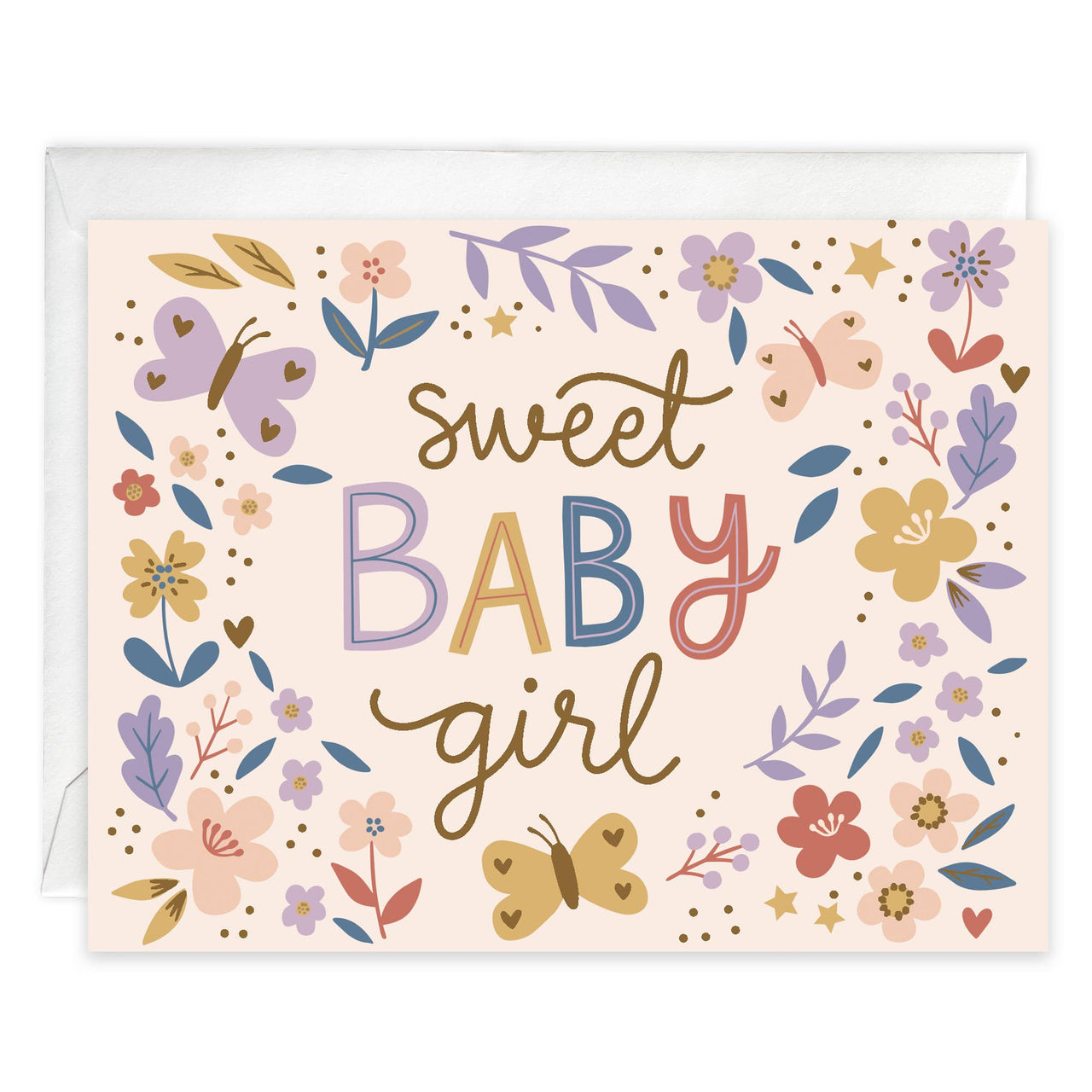 Baby Greeting Card - Sweet Baby Girl Flowers