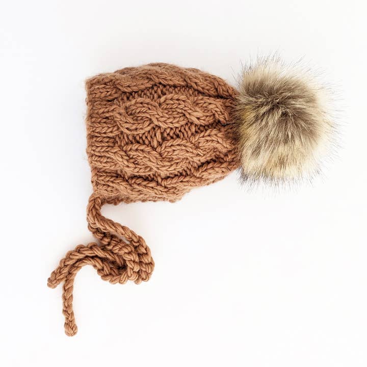 Aspen Cable Knit Bonnet Hat | Oatmeal or Pecan