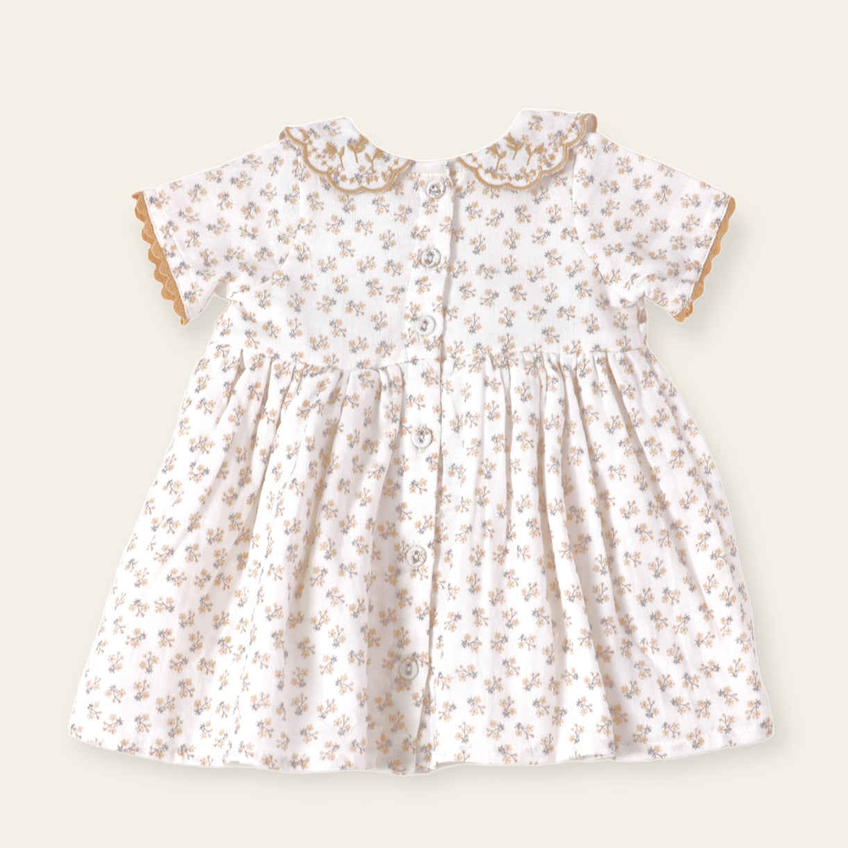 Embroidered Collar Floral Baby Dress + Bloomer | Emilia