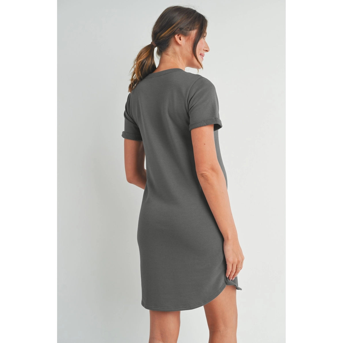 Crew Neck Terry Maternity T-Shirt Dress **FINAL SALE**