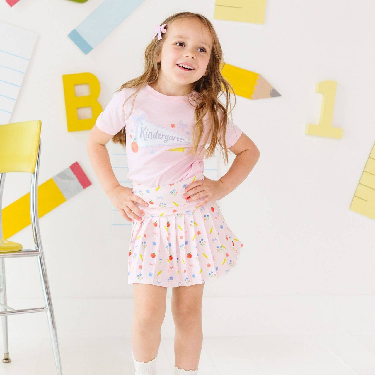 Kindergarten Bow Pennant Short Sleeve T-Shirt
