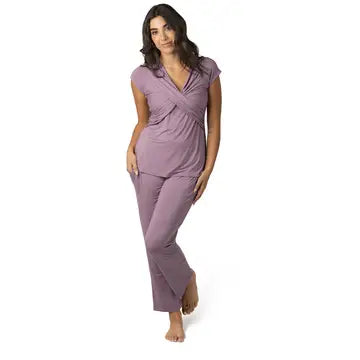 Ultra Soft Maternity & Nursing Pajamas Sleepwear Set | Dusty Mauve