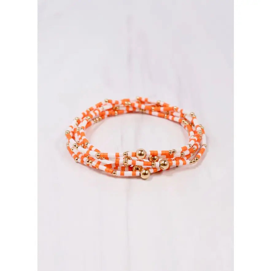 Seamus Beaded Bracelet Set | Orange