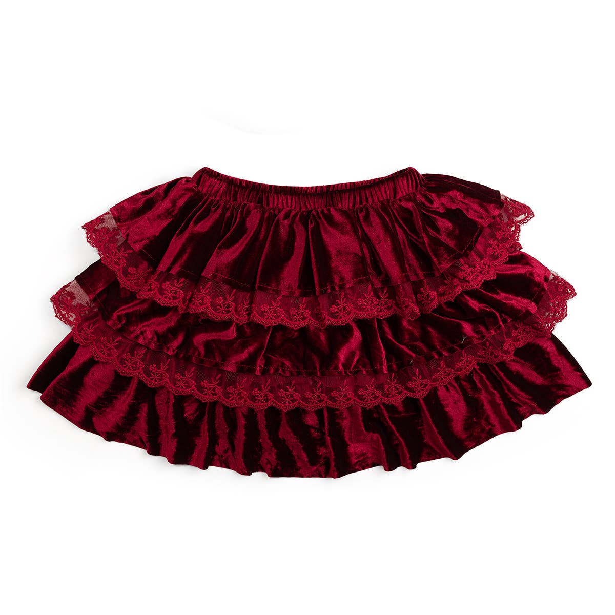 Ruby Red Velvet Tiered Christmas Skirt