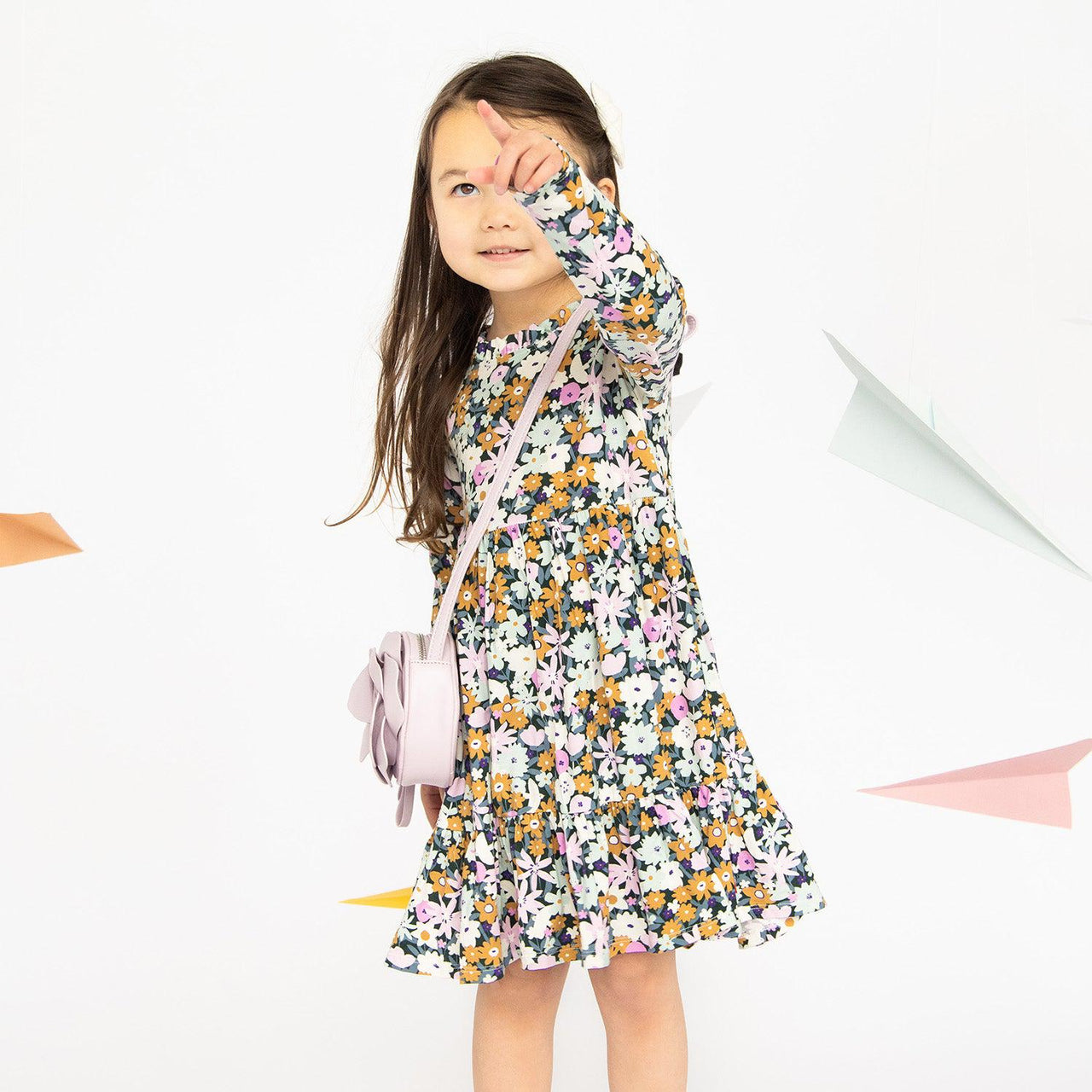 Neck Ruffled Long Sleeve Toddler Dress | Finchley