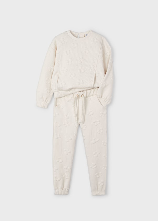 Girl's Two-Piece Floral Tracksuit | Ivory