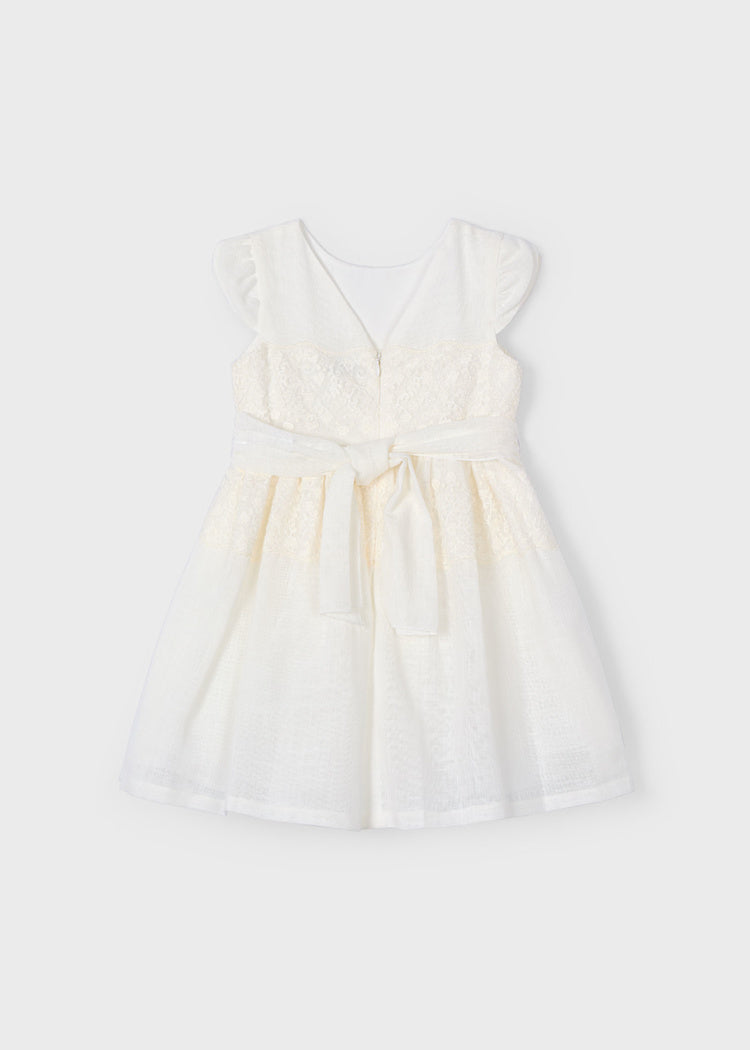 Girl's Dress with Lace Detail and Sash