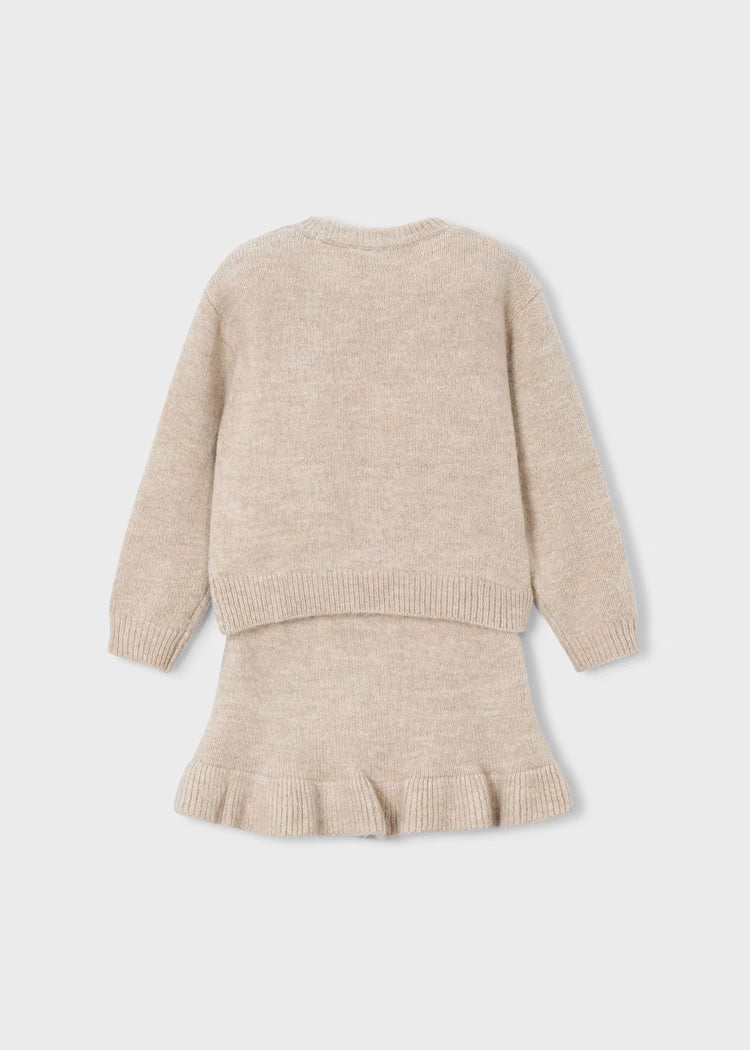 Girls Knit Sweater and Skirt Set | Neutral