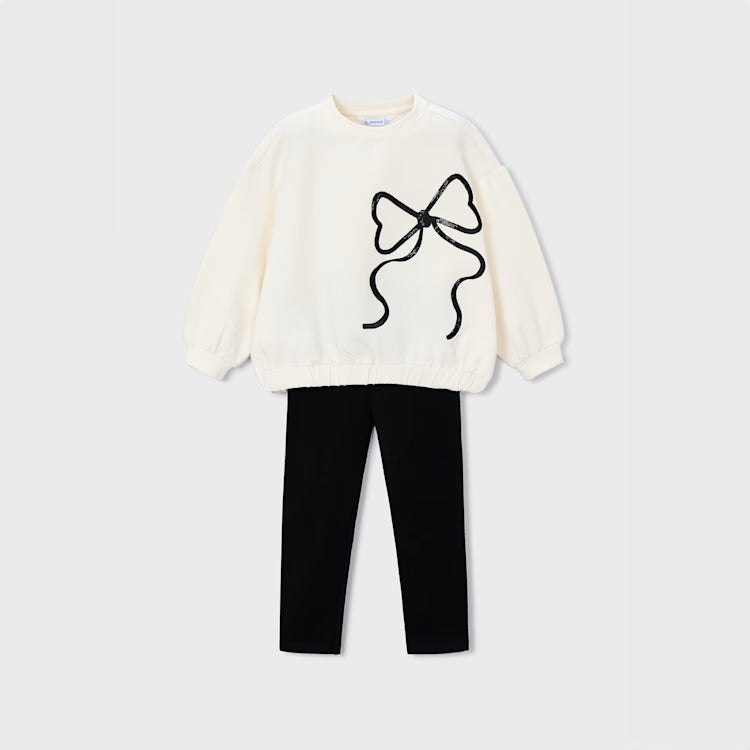 Girls Printed Sweatshirt + Legging Set | Bow **FINAL SALE**