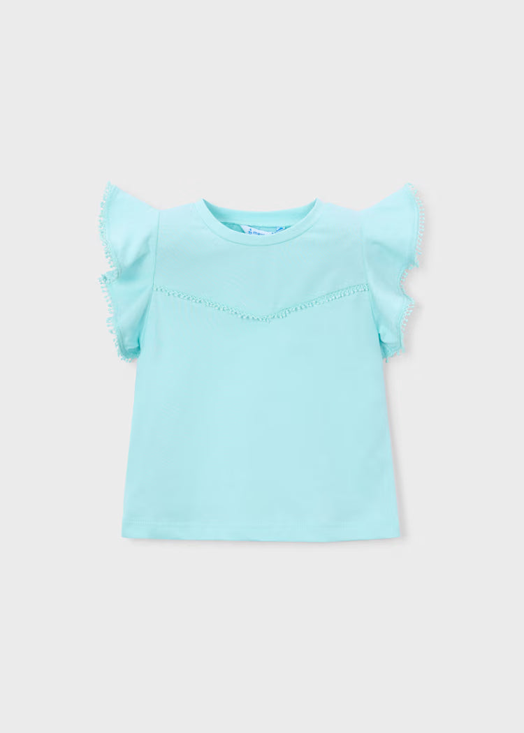 Girl's Ruffled Sleeve Solid T-Shirts