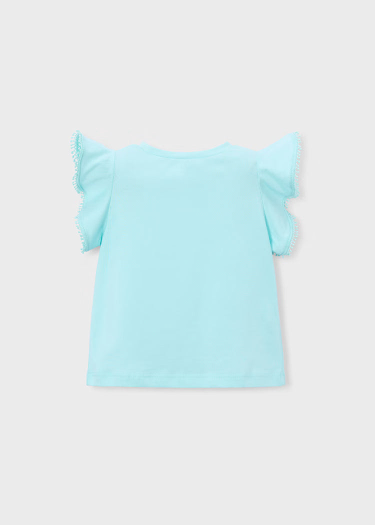 Girl's Ruffled Sleeve Solid T-Shirts