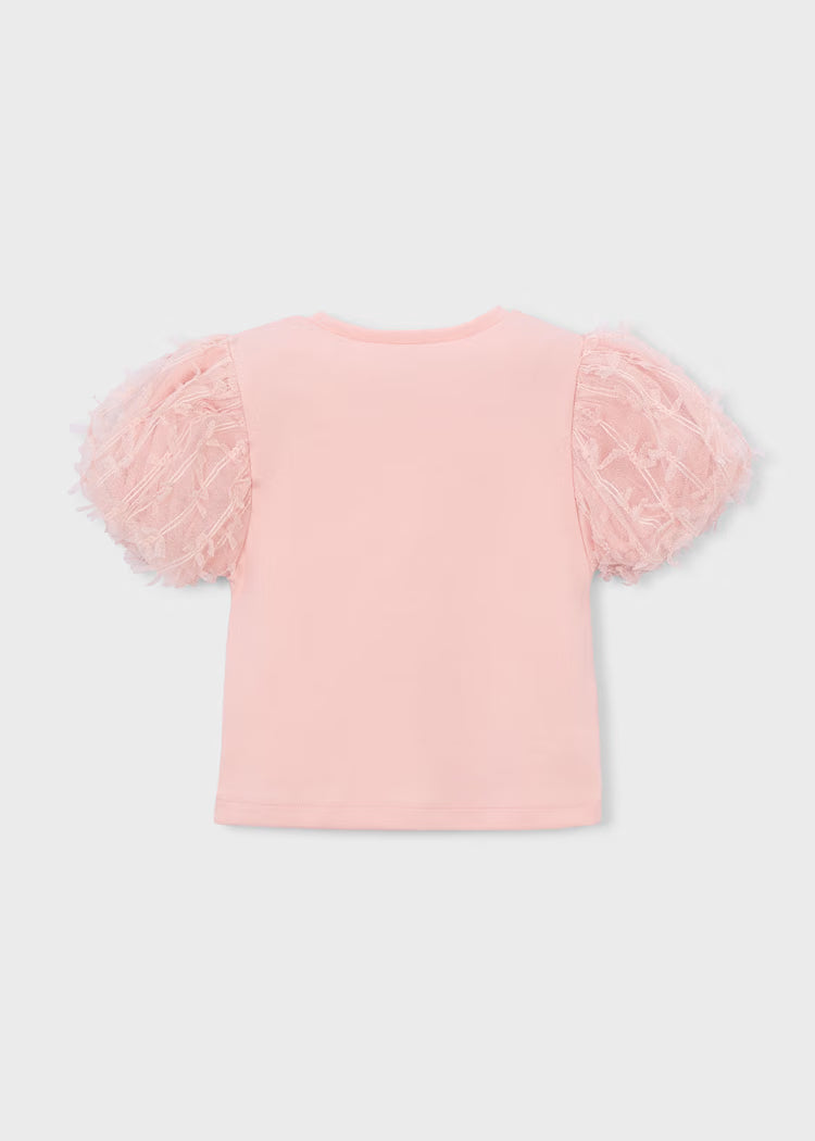Girl's Tulle T-Shirt | Light Pink