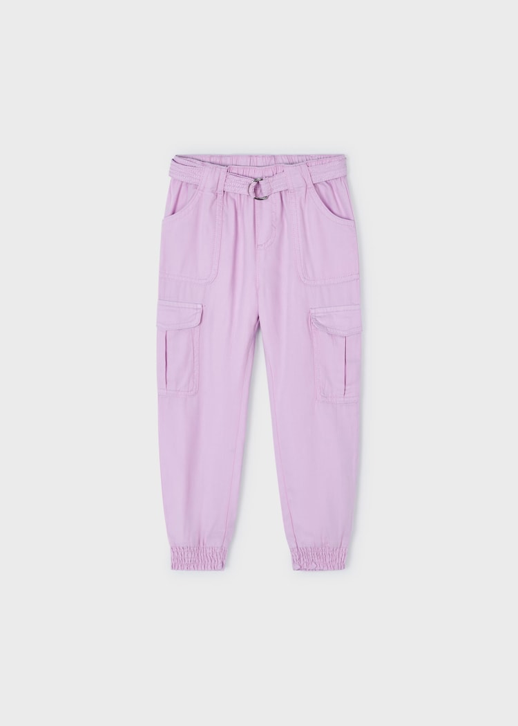 Girl's Belted Cargo Pants | Pink