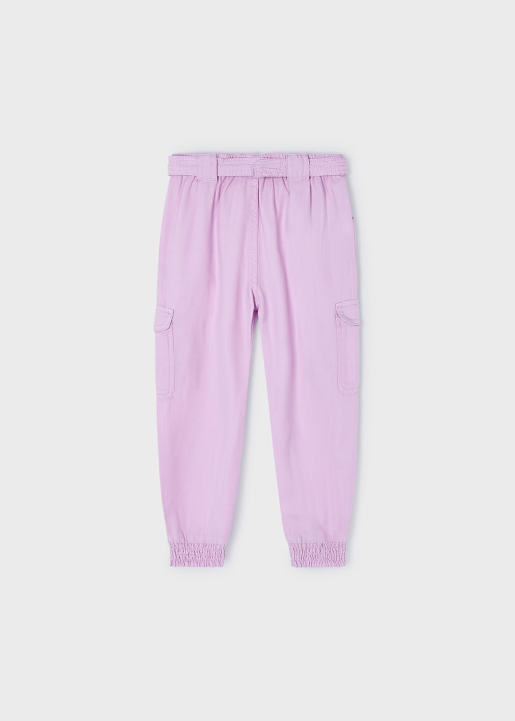 Girl's Belted Cargo Pants | Pink