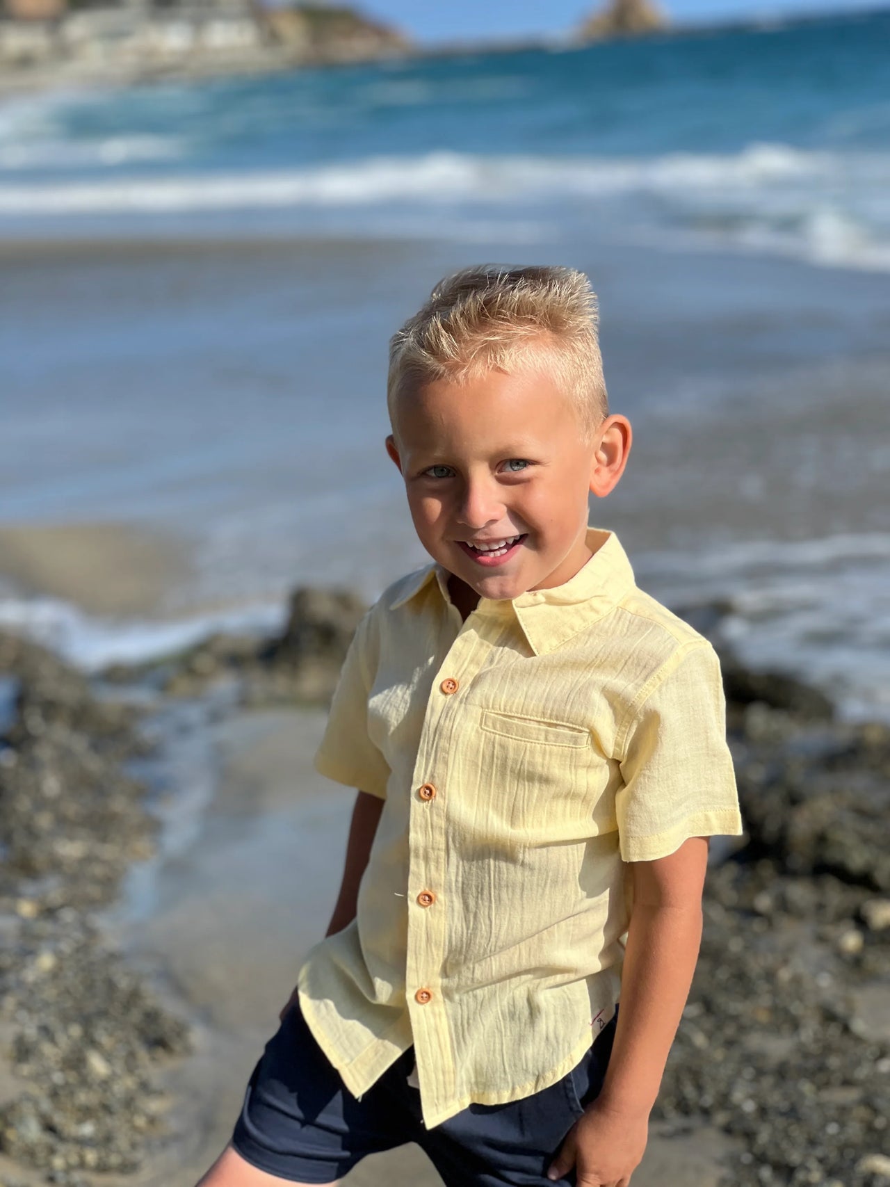 Newport Woven Short Sleeve Shirt | Lemon**FINAL SALE**