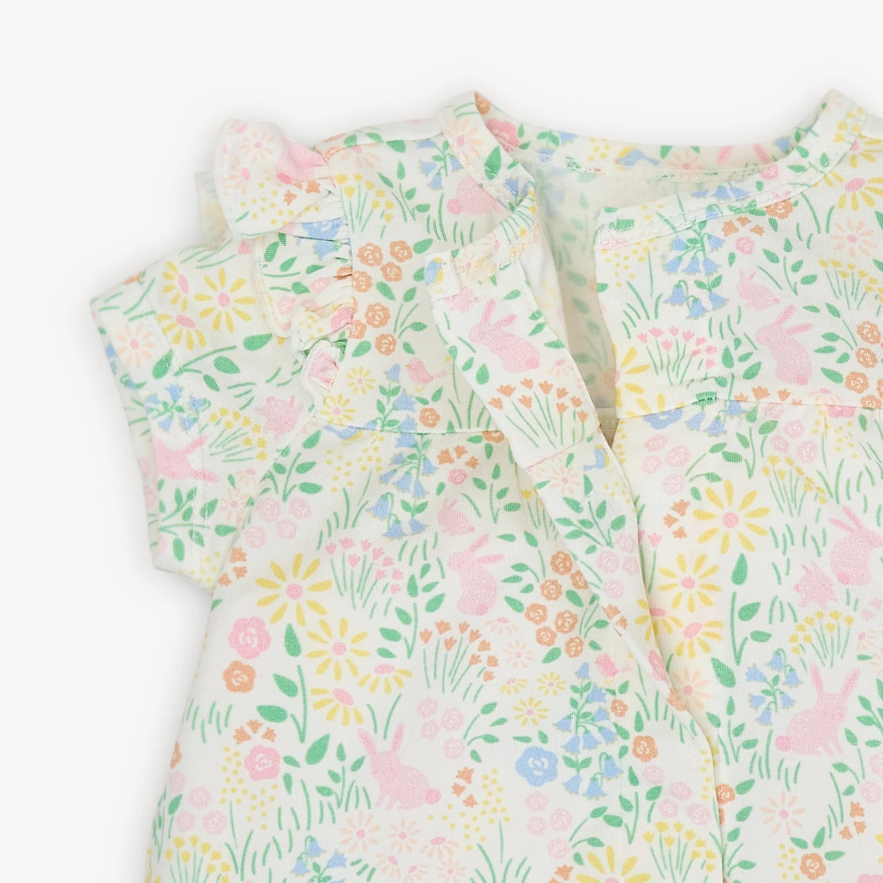 Magnetic Me Short Ruffle Sleeve Romper | Hoppy Garden