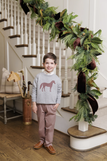 Isaac's Intarsia Sweater | Grantley Gray with Horse Intarsia