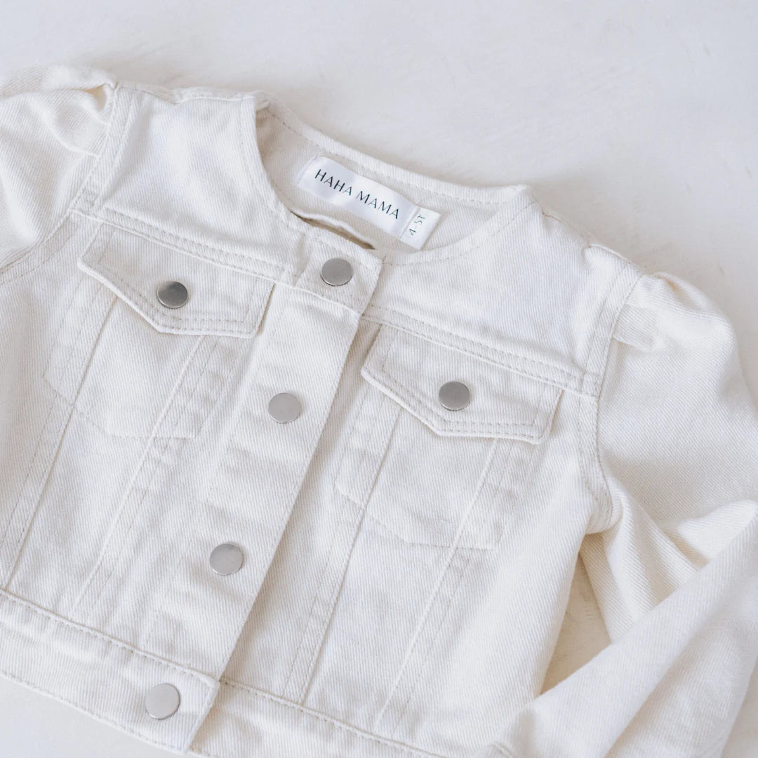 Ivory Cropped Denim Jacket
