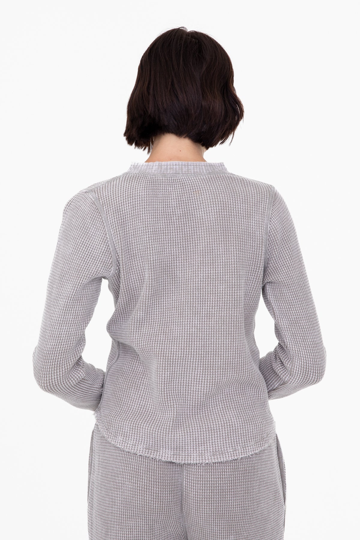 Distressed Mineral-Washed Long Sleeve Top || Slate