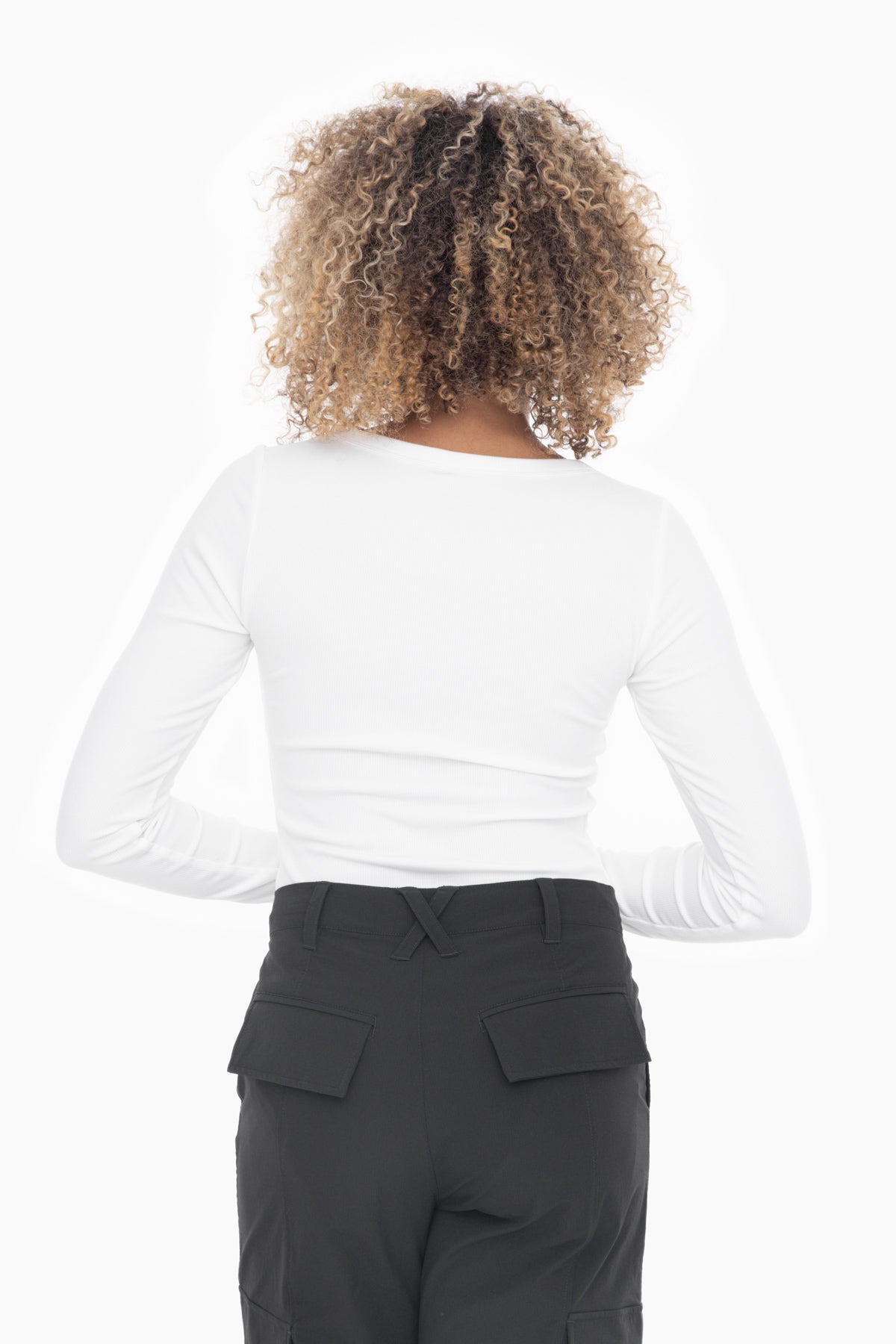 Slim Fit Scoop Neck Long Sleeve Top | White **FINAL SALE**