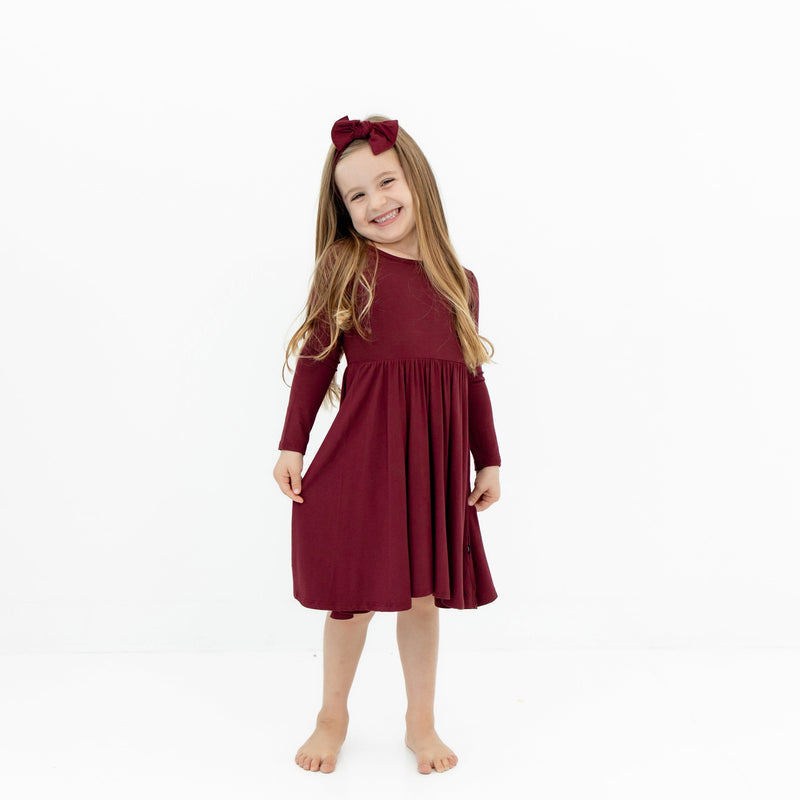 Long Sleeve Twirl Dress | Burgundy