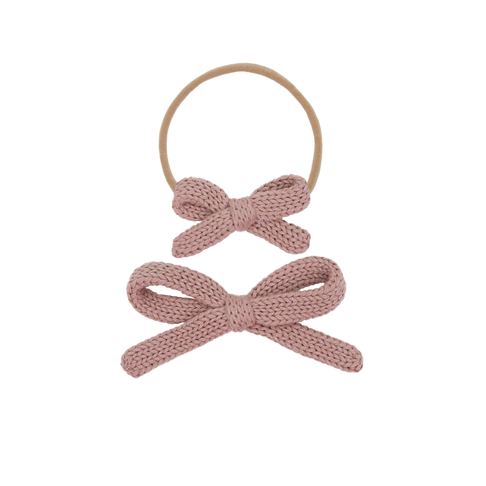 Sweater Bow Headband | Mauve knit