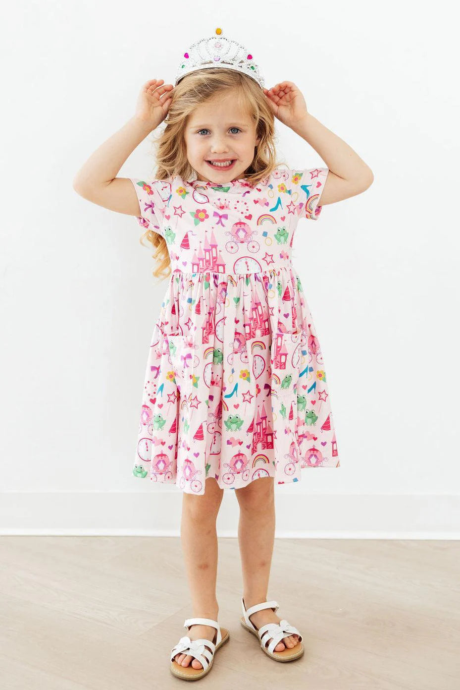 Princess and the Froggie Short Sleeve Pocket Twirl Dress