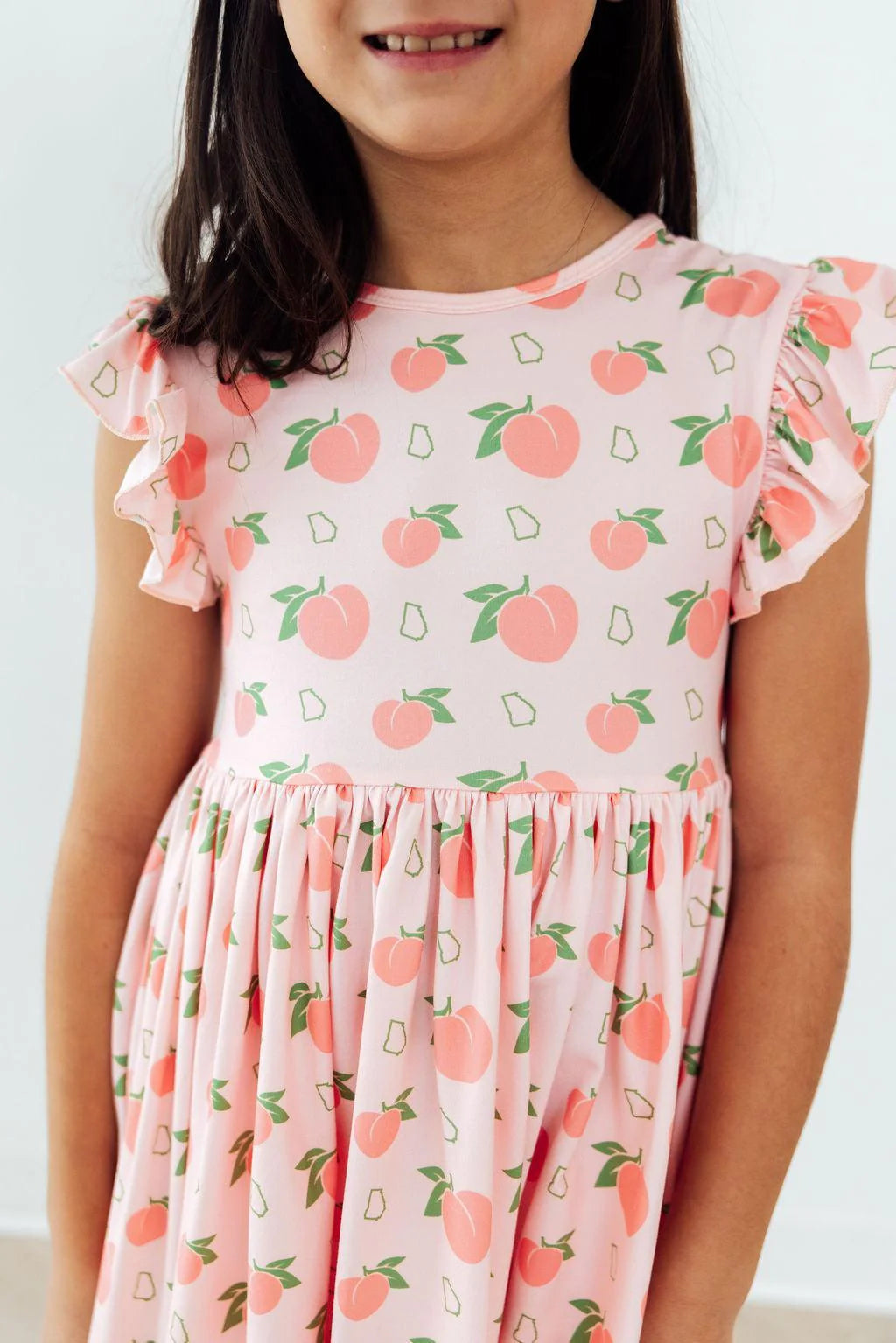 Georgia Peach Short Sleeve Pocket Twirl Dress