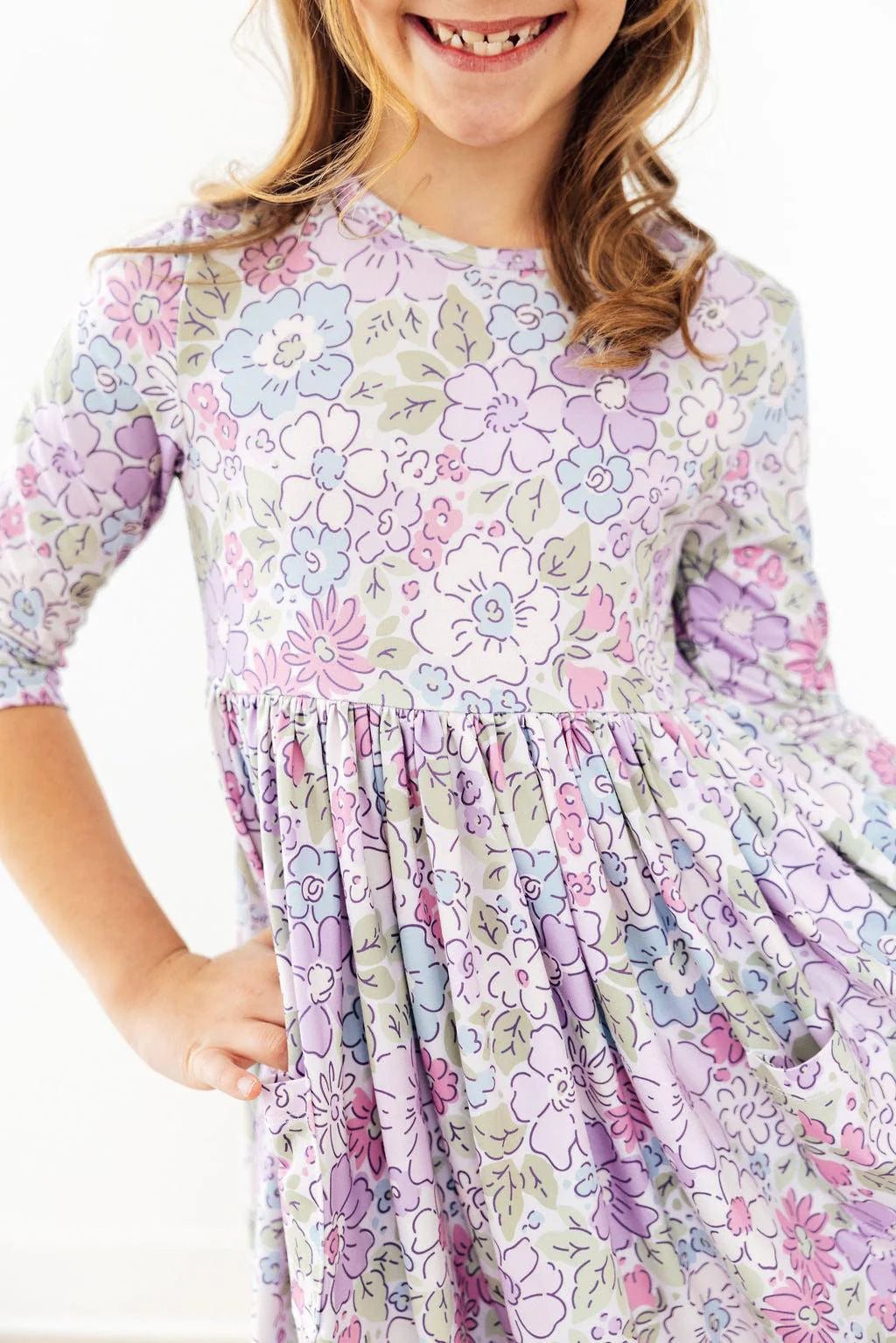 Spring Gardens 3/4 Sleeve Pocket Twirl Dress