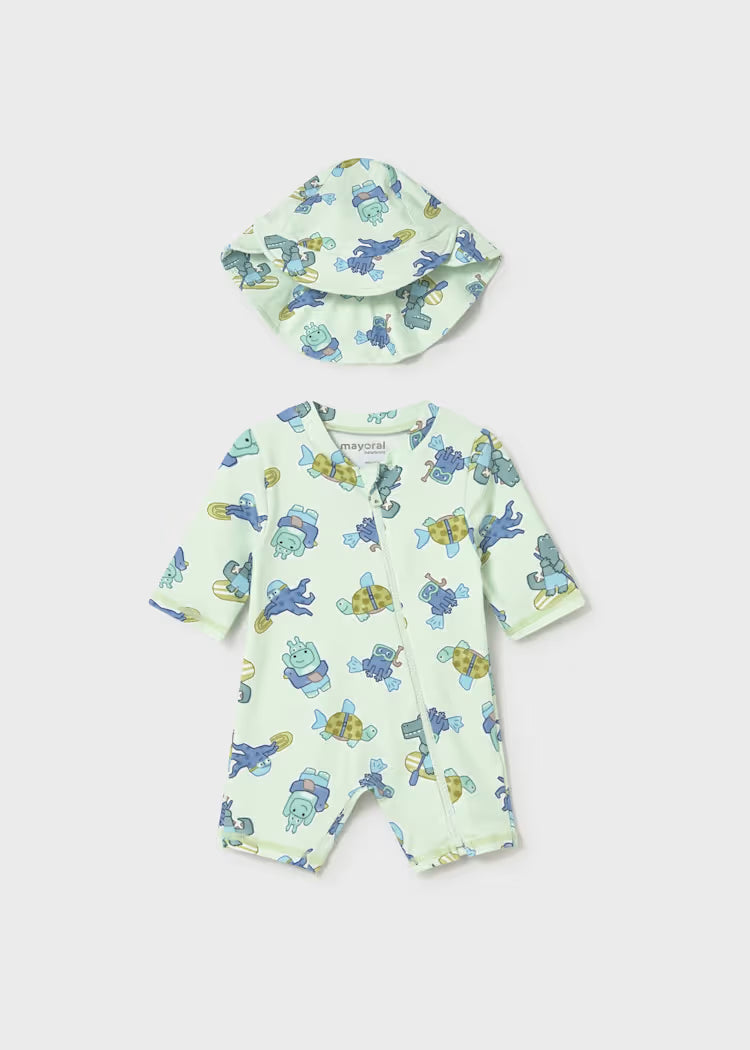 Newborn Boy 2-Piece Swim Set with Sun Protection