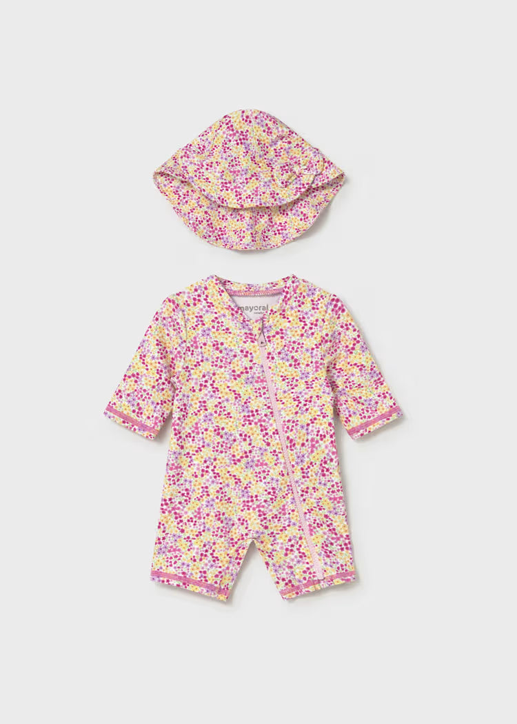 Newborn Girl 2-Piece Swim Set with Sun Protection