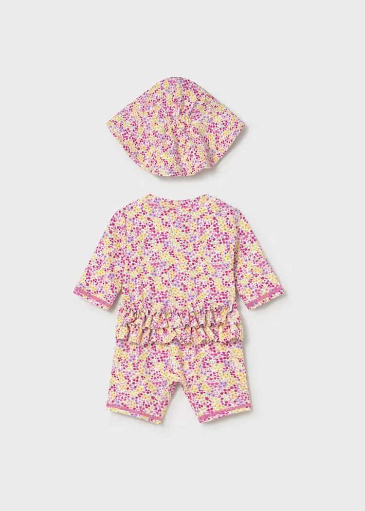 Newborn Girl 2-Piece Swim Set with Sun Protection