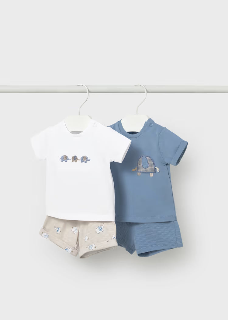 Newborn Boy 2-Piece Short Set | Elephants