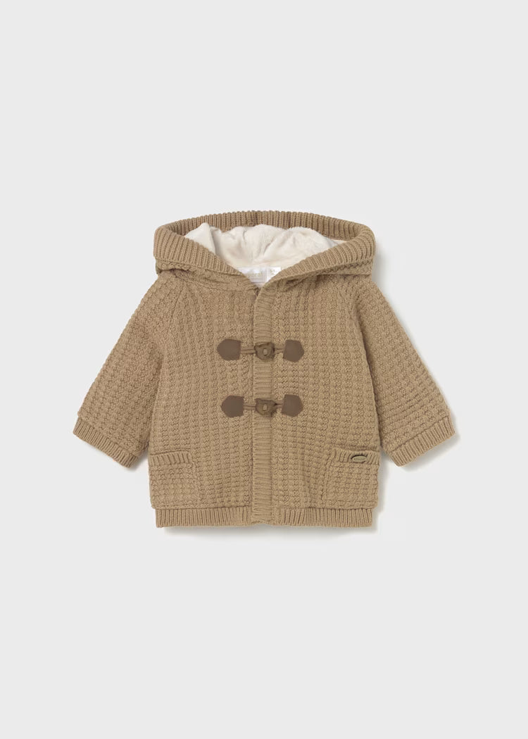 Newborn Boy Lined Knit Cardigan | Toffee
