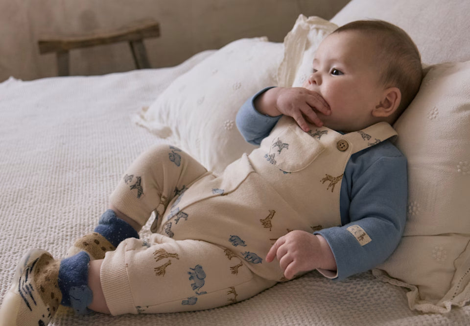 Newborn Boy Printed 2-Piece Overall Set