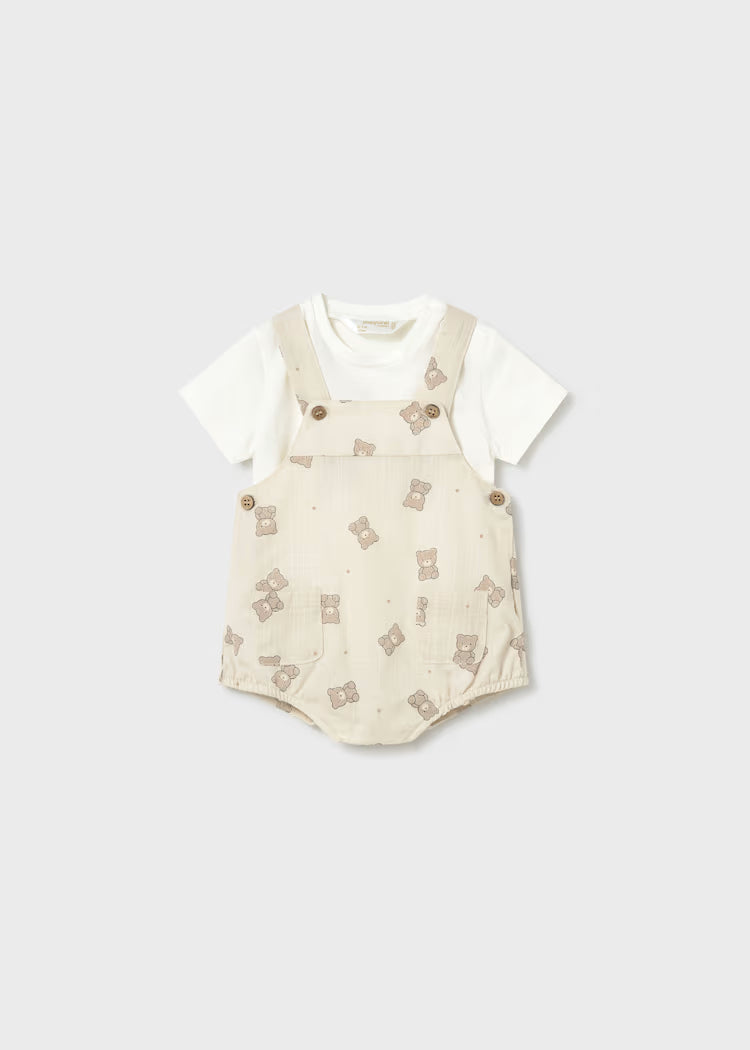 Newborn Boy Printed Overall with T-shirt Set | Bears