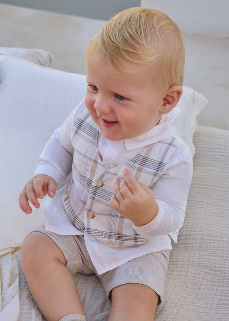 Newborn Boy Pant Shirt and Vest Set
