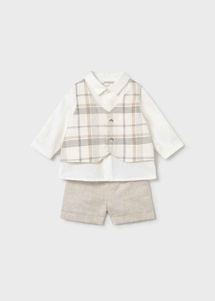 Newborn Boy Pant Shirt and Vest Set