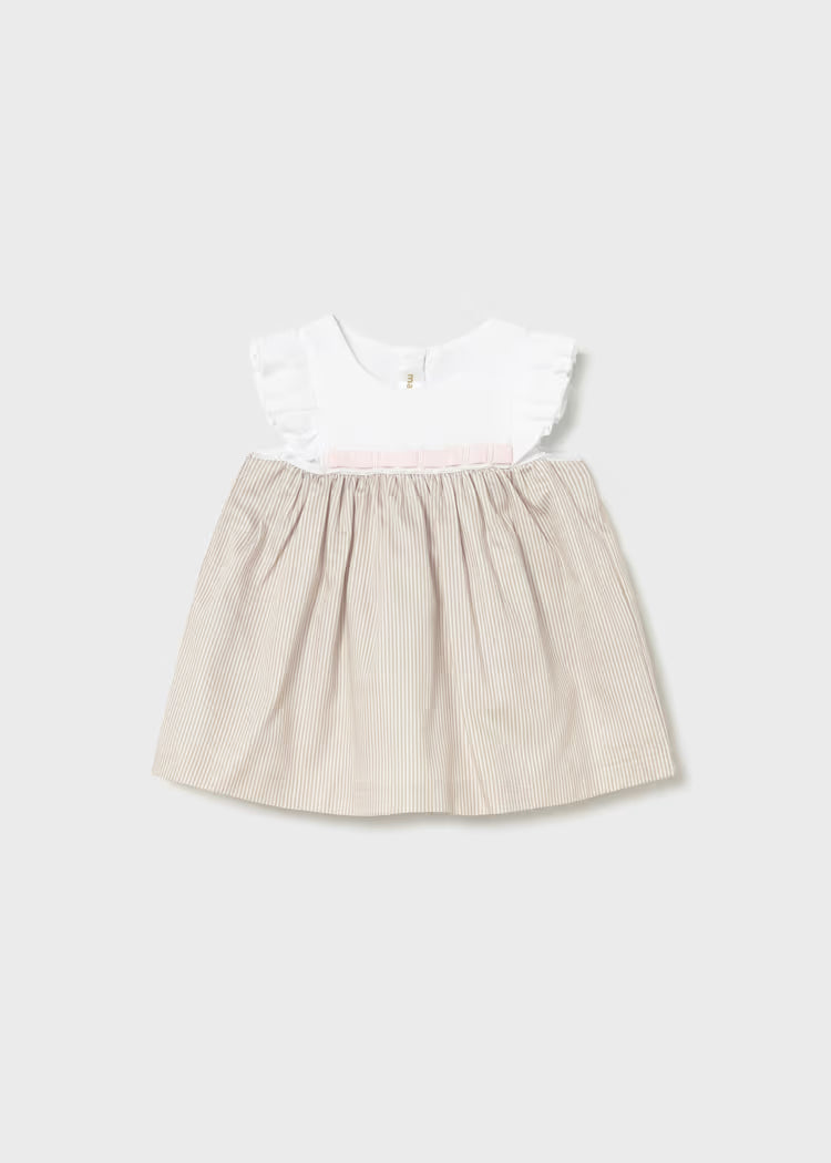 Newborn Girl Dress | Oat Stripe